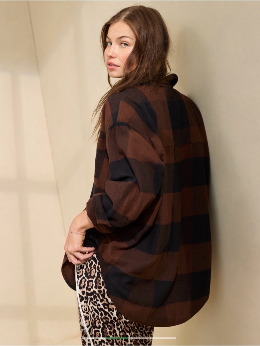 AERIE anytime fave flannel oversized shirt